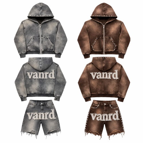 Custom Tracksuit Set with Washed Zip Hoodie and Shorts