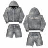 Custom Tracksuit Set with Washed Zip Hoodie and Shorts