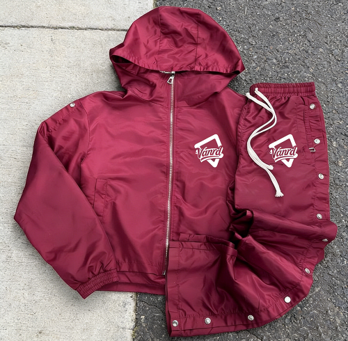 Custom tracksuit set with hooded jacket and snap pants