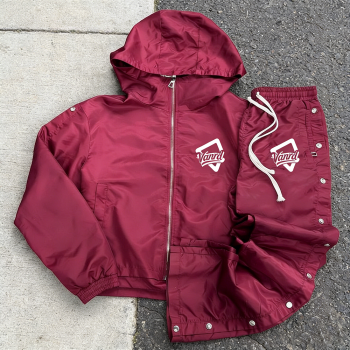 Custom tracksuit set with hooded jacket and snap pants