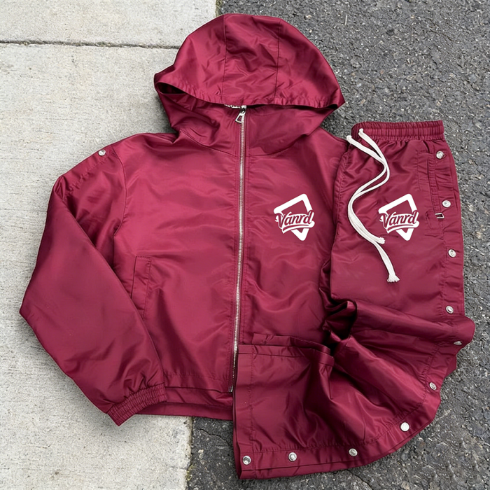 Custom tracksuit set with hooded jacket and snap pants