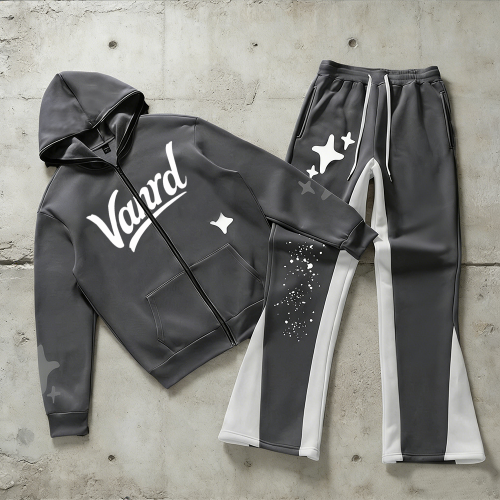 Custom tracksuit set with contrast flare pants