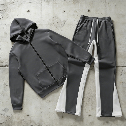 Custom tracksuit set with contrast flare pants