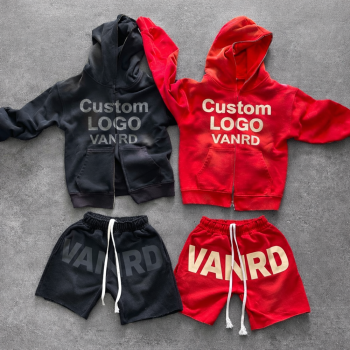Custom Tracksuit Set with Zip Hoodie and Shorts