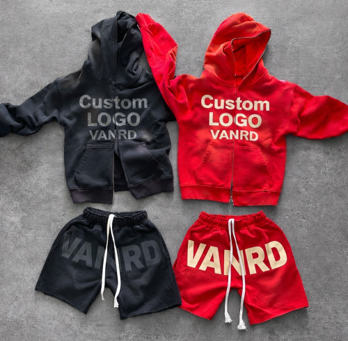 Custom Tracksuit Set with Zip Hoodie and Shorts