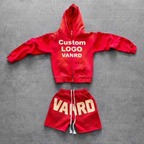 Custom Tracksuit Set with Zip Hoodie and Shorts