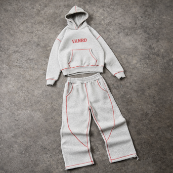 Custom Tracksuit Set with Cropped Hoodie and Wide-Leg Pants