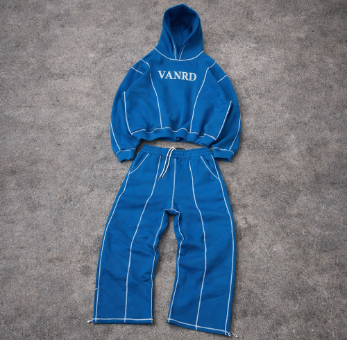 Custom Tracksuit Set with Cropped Hoodie and Wide-Leg Pants