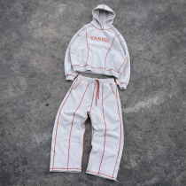 Custom Tracksuit Set with Cropped Hoodie and Wide-Leg Pants