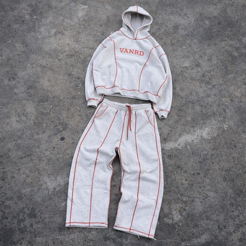 Custom Tracksuit Set with Cropped Hoodie and Wide-Leg Pants