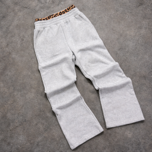 Custom Tracksuit Set with Leopard Logo Cropped Hoodie