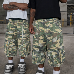 Custom Shorts with Camo Cargo Pockets for Private Label