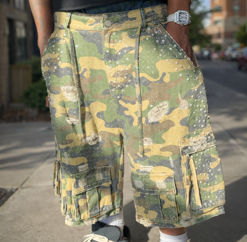 Custom Shorts with Camo Cargo Pockets for Private Label