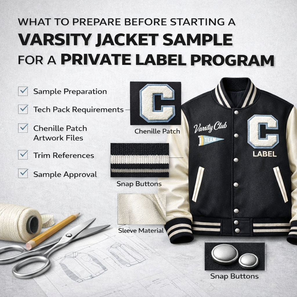 What to Prepare Before Starting a Varsity Jacket Sample for a Private Label Program