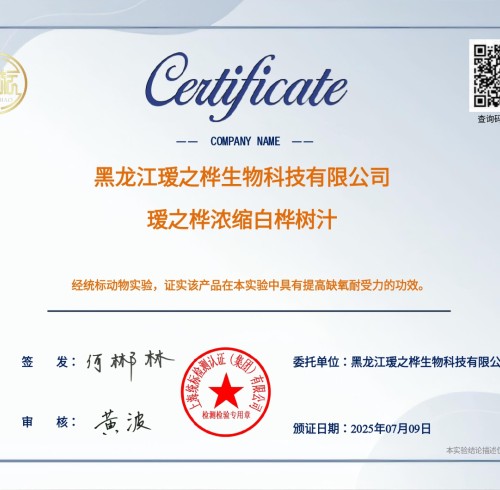 The efficacy certification of Aizhihua Concentrated Birch SAP in enhancing hypoxia tolerance