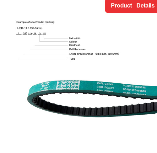 Textile Mchine Belts 225L Coated Timing Belts Use for Sewing Machine Pitch 9.525mm