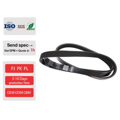 Rubber Covered Poly-V Belt | High Grip Ribbed Belt for Industrial Conveying | OEM ODM