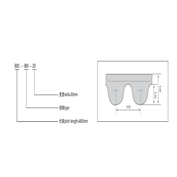 Durable 1000-8M Coated Timing Belts for Package Machine Transmission Pitch 8mm