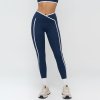 Women's cross-waist yoga pants, color-blocked nude-feel bodycon fitness wear, outdoor running sports pants