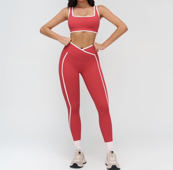 Nude Yoga Set, Tight-fitting Color-blocked Casual Sportswear, Outdoor Running Fitness Yoga Clothing