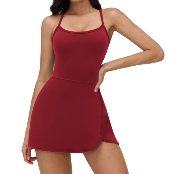 Hollow-out backless dress, anti-exposure leggings, cloud-like skirt, casual outdoor sports tennis skirt