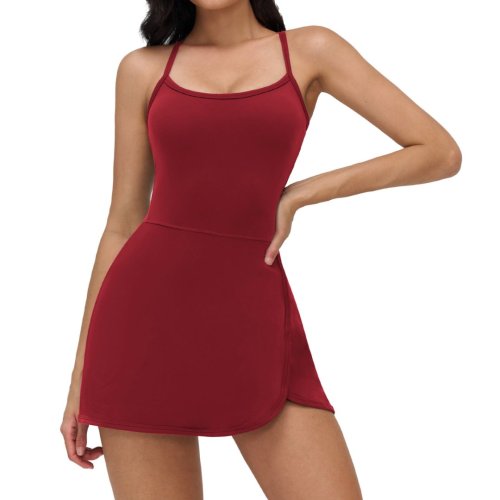 Hollow-out backless dress, anti-exposure leggings, cloud-like skirt, casual outdoor sports tennis skirt