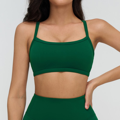 Minimal Strap Straight-Neck Sports Bra