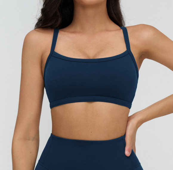 Minimal Strap Straight-Neck Sports Bra
