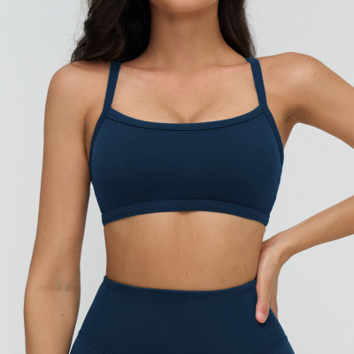 Minimal Strap Straight-Neck Sports Bra