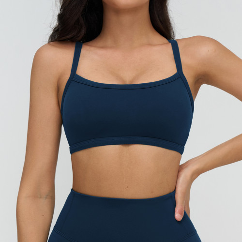 Minimal Strap Straight-Neck Sports Bra
