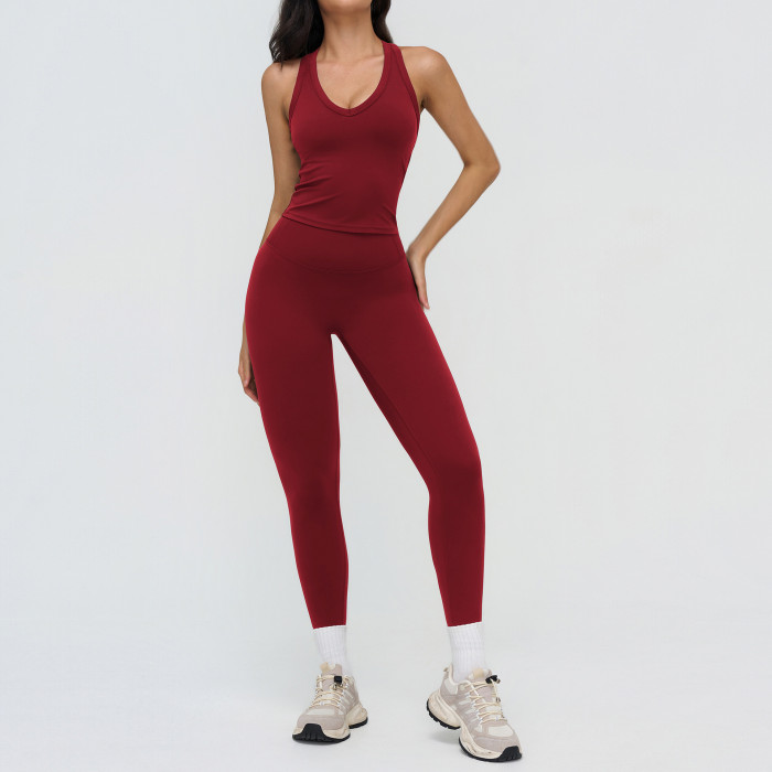 Gasoline Tracksuit, Racerback Fitted Outfit, Outdoor Running/Workout Fitness Wear