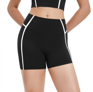 High-Waist Contrast Seam Biker Shorts