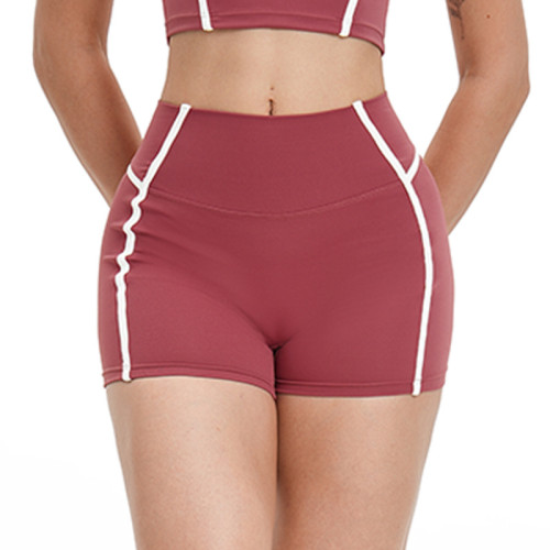 High-Waist Contrast Seam Biker Shorts