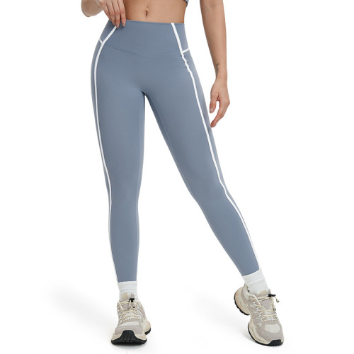 High-Waist Contrast Seam Workout Leggings