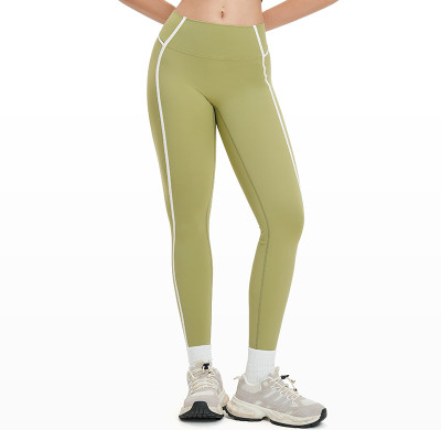 High-Waist Contrast Seam Workout Leggings