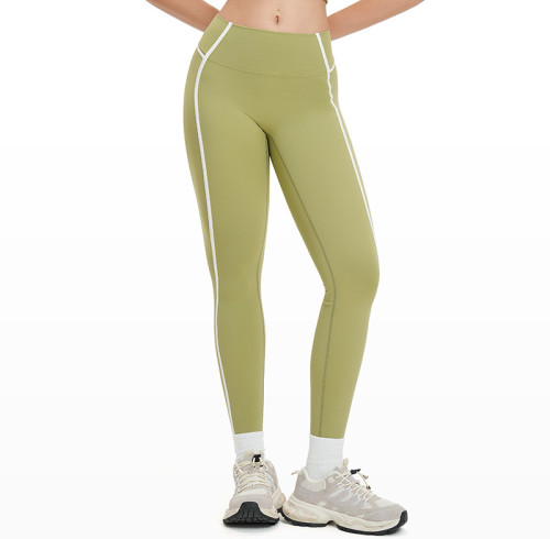 High-Waist Contrast Seam Workout Leggings