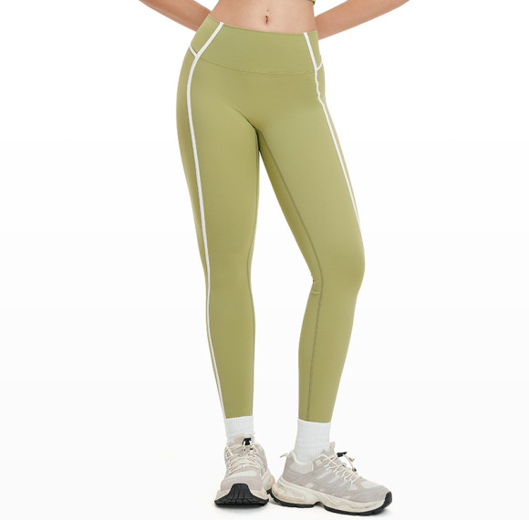 High-Waist Contrast Seam Workout Leggings