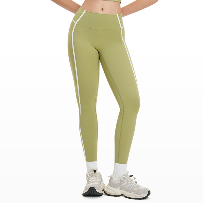 High-Waist Contrast Seam Workout Leggings