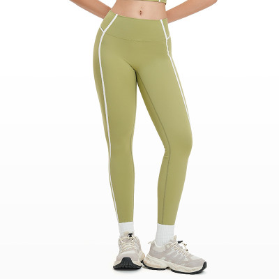 High-Waist Contrast Seam Workout Leggings