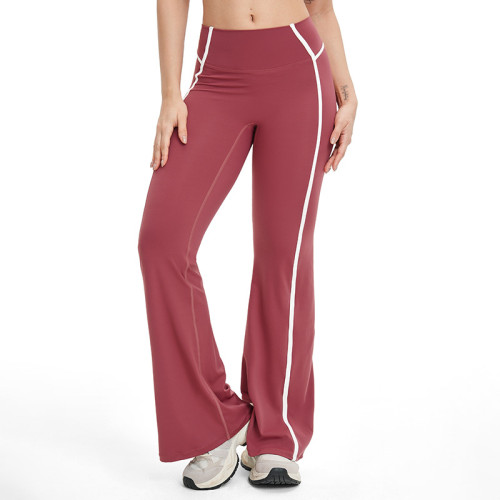High-Waist Contrast Seam Flare Leggings