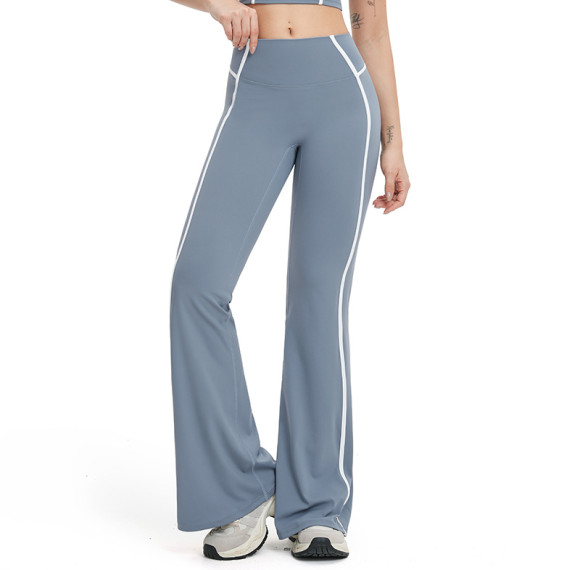 High-Waist Contrast Seam Flare Leggings
