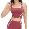 Contrast Trim Square-Neck Longline Sports Bra Top