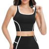 Contrast Trim Square-Neck Longline Sports Bra Top