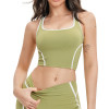 Contrast Trim Square-Neck Longline Sports Bra Top