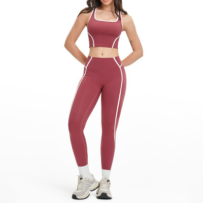 Contrast Trim Square-Neck Top & High-Waist Shorts Set (2-Piece)