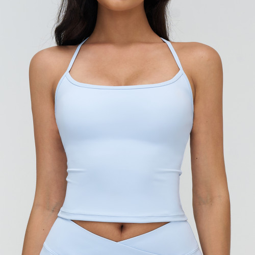 Sleek Sculpt Square-Neck Strappy Active Tank