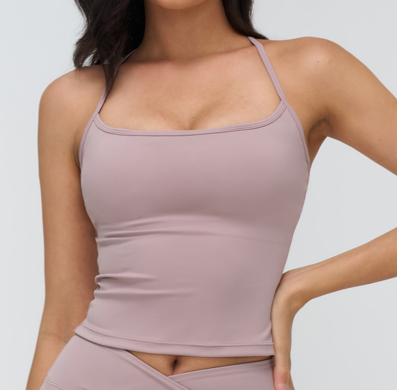 Sleek Sculpt Square-Neck Strappy Active Tank