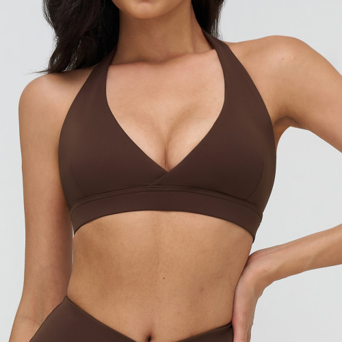 Deep V Halter Sports Bra (Wrap-Front)