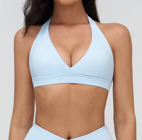 Deep V Halter Sports Bra (Wrap-Front)