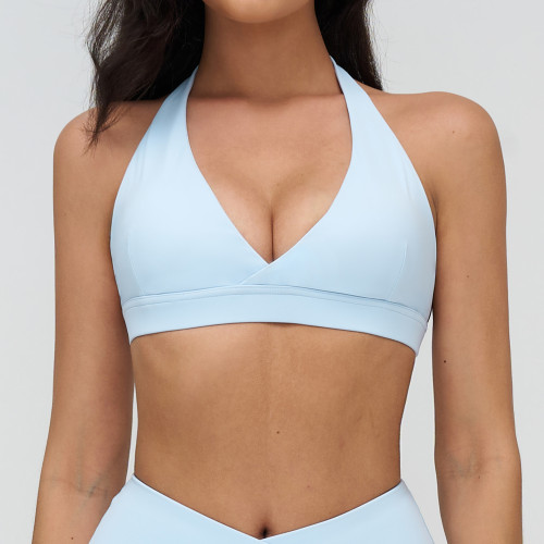 Deep V Halter Sports Bra (Wrap-Front)